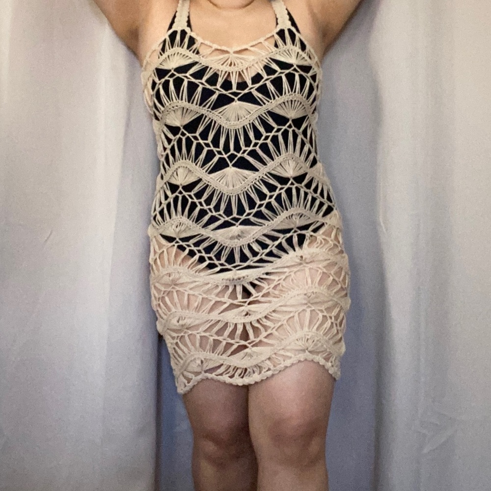 70s Crochet Vintage Dress - Unlined